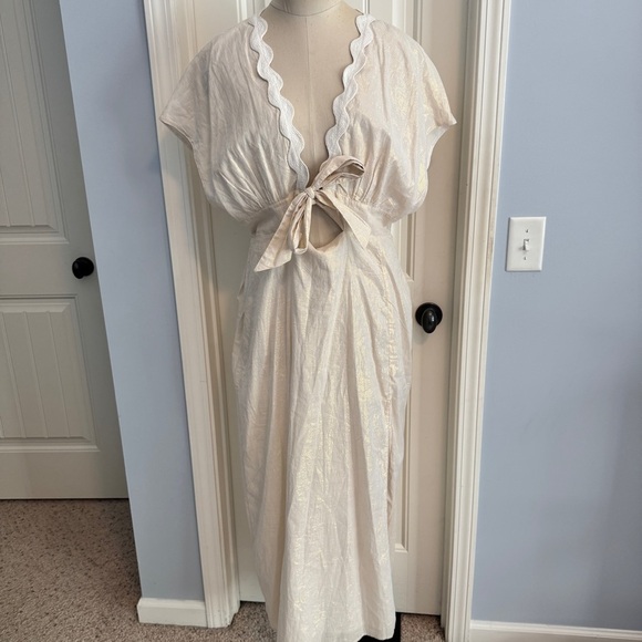 NEW Sundress the Brand Nora Long Dress ~ White Gold Metallic Mediterranean Beach - Picture 2 of 8